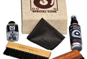 Simply Analog Deluxe Cleaning Boxset (Skórzany) - Zestaw do Czyszczenia Gramofonu i Płyt Winylowych (Brązowy)